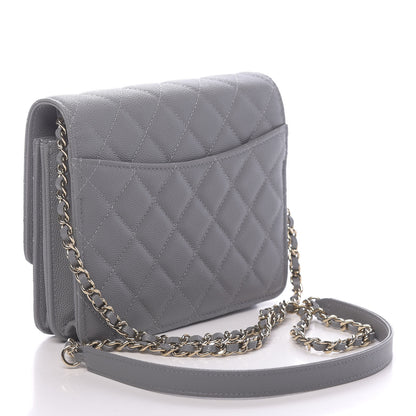 Chanel Caviar Quilted Square Wallet On Chain WOC Grey 3 of 11
