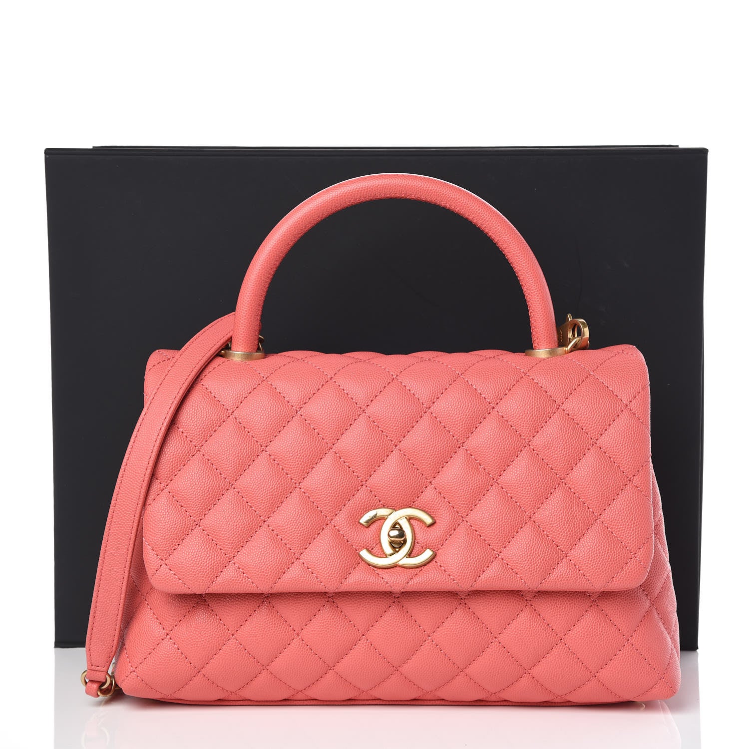 Chanel Caviar Quilted Small Coco Handle Flap Pink 10 of 10