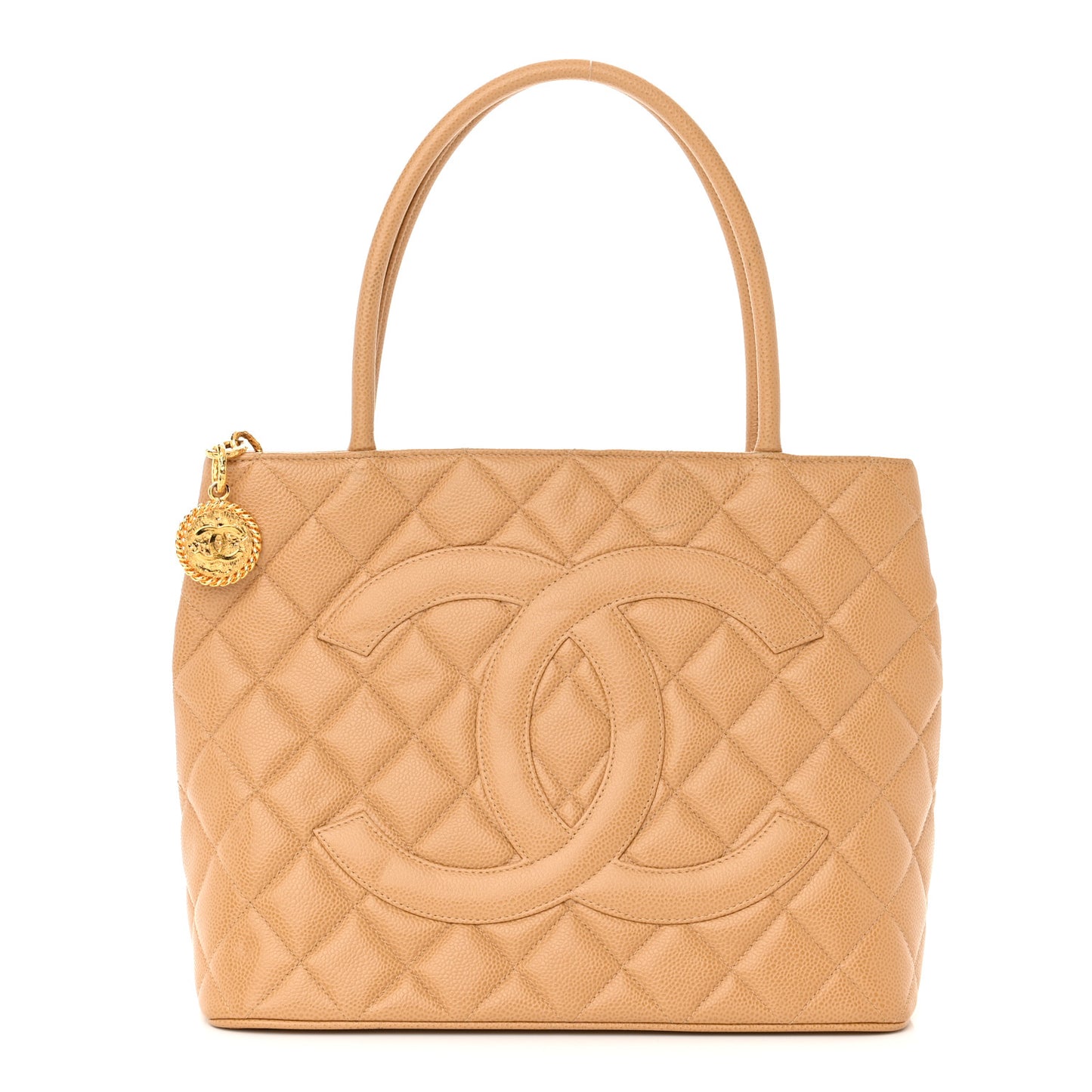Caviar Quilted Medallion Tote Beige