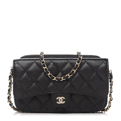 Chanel Caviar Quilted Flap Phone Holder With Chain Black 1 of 12