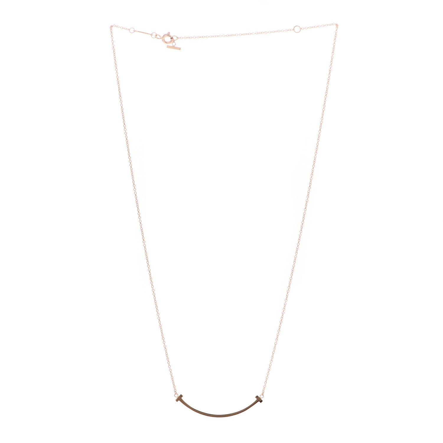 Tiffany 18K Rose Gold Small T Smile Pendant Necklace 3 of 6