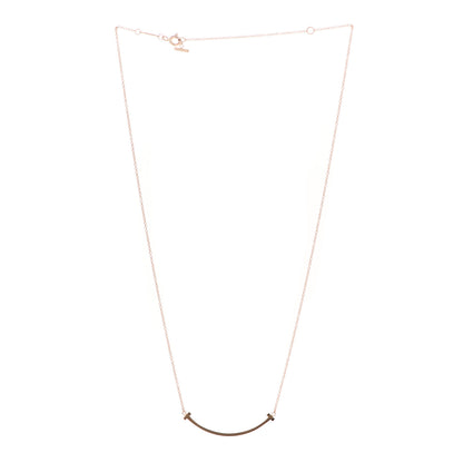 Tiffany 18K Rose Gold Small T Smile Pendant Necklace 3 of 6