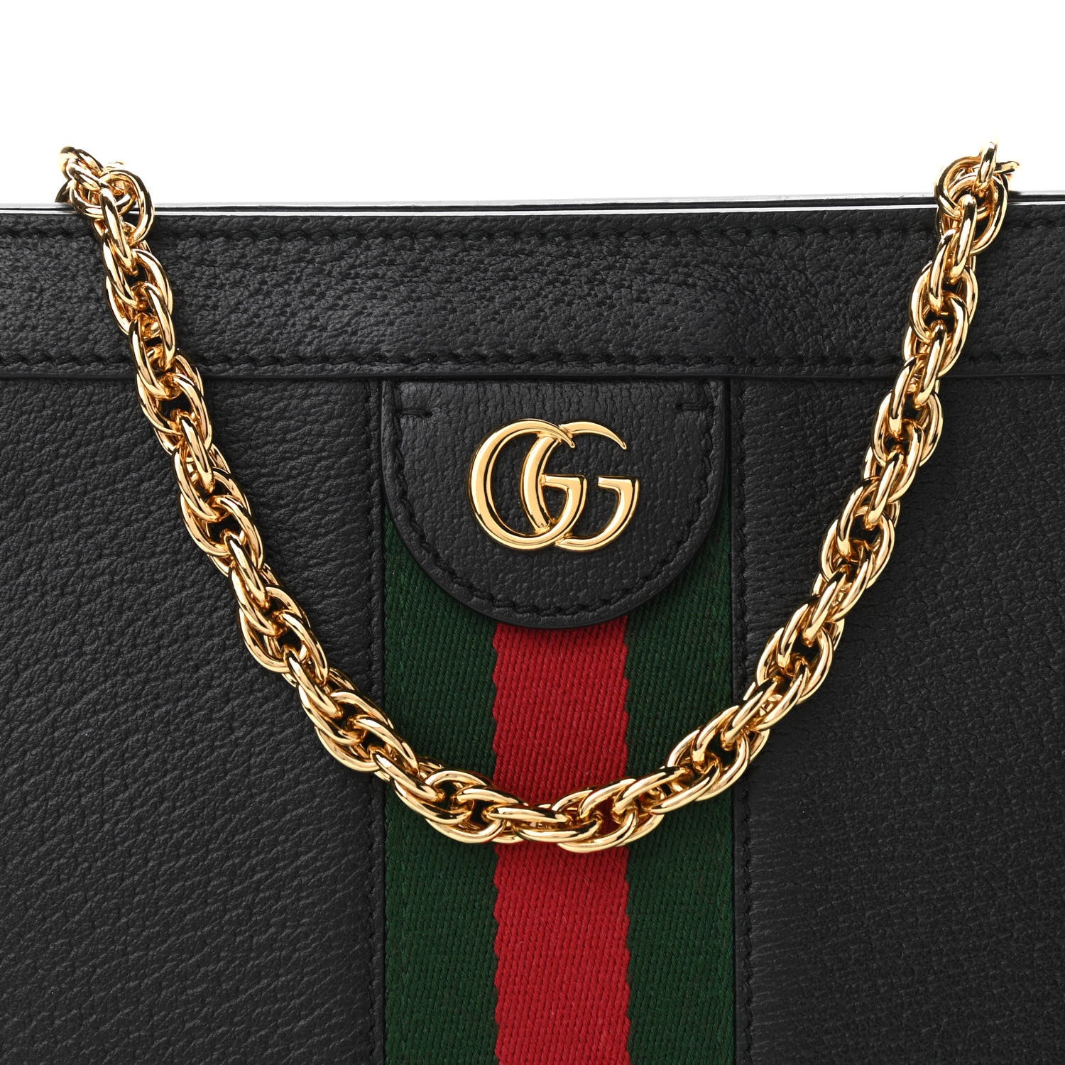 Gucci Calfskin GG Web Small Ophidia Chain Shoulder Bag Black 8 of 10