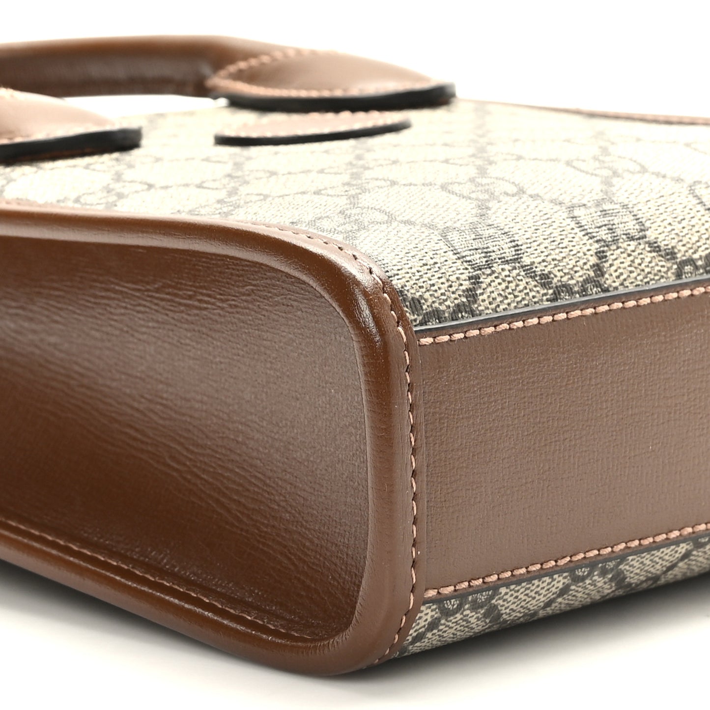GG Supreme Monogram Azalea Calfskin Mini Retro Interlocking G Tote Bag Beige Ebony Brown Sugar