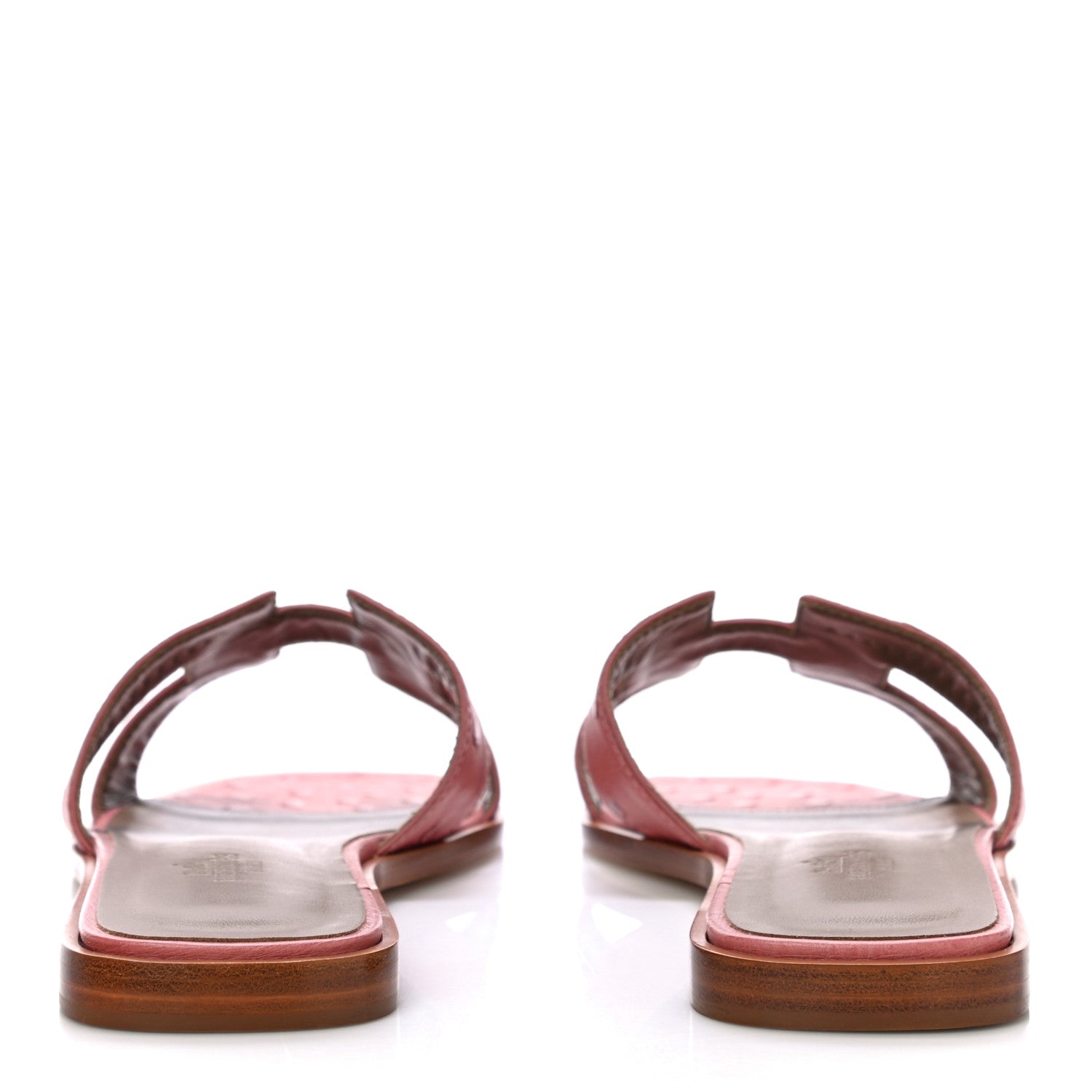 Hermes Ostrich Oran Sandals 38 Rouge Blush 5 of 11