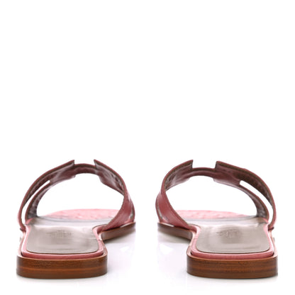 Hermes Ostrich Oran Sandals 38 Rouge Blush 5 of 11