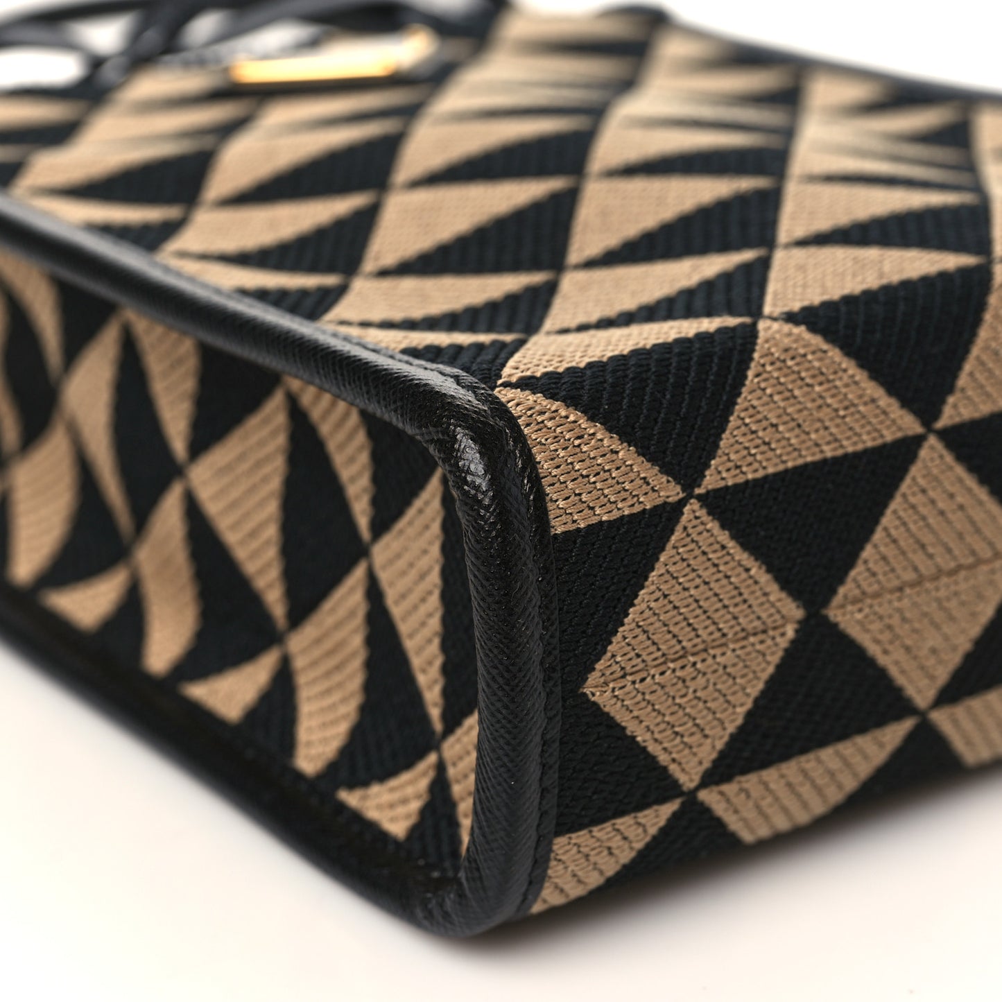 Jacquard Saffiano Triangolo Symbole Embroidered Micro Tote Black Corda