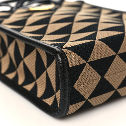 Prada Jacquard Saffiano Triangolo Symbole Embroidered Micro Tote Black Corda 5 of 8