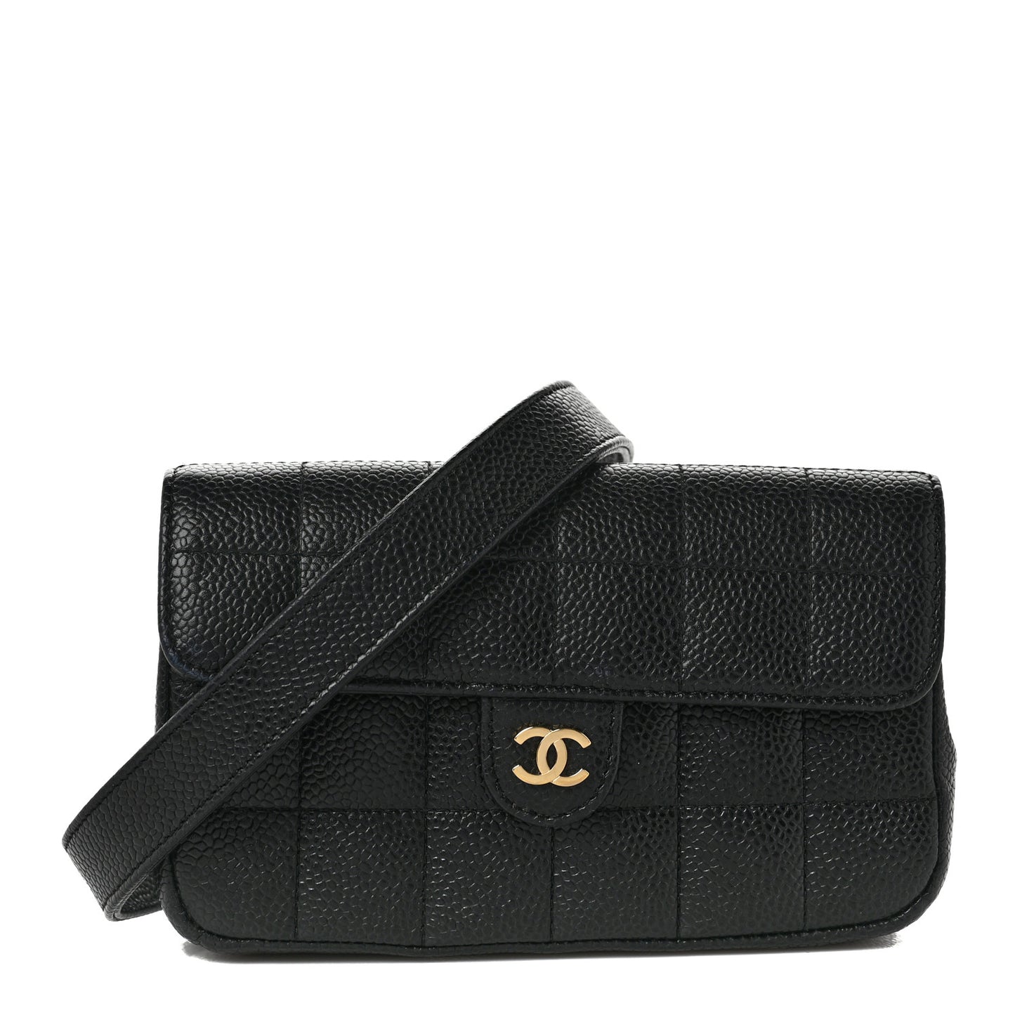 Caviar Chocolate Bar Quilted Flap Waist Belt Bag 90 36 Black