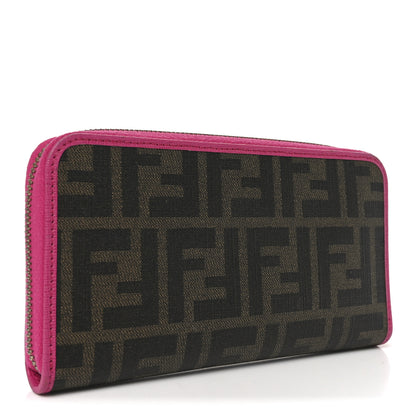 Fendi Zucca Spalmati Vitello Elite Zip Around Wallet Tobacco Ciclamino 3 of 7