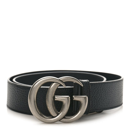 Gucci Textured Dollar Calfskin Nickel Double G 40mm Belt 85 34 Black 1 of 6