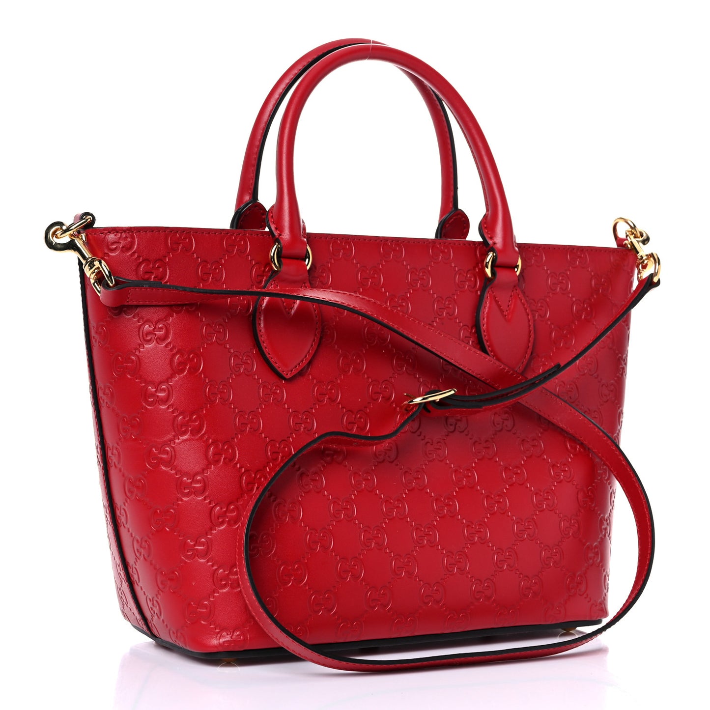 Guccissima Small Zippered Bucket Tote Hibiscus Red
