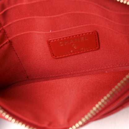 Chanel Lambskin Quilted Camellia CC Charm Wristlet Wallet Red 5 of 8