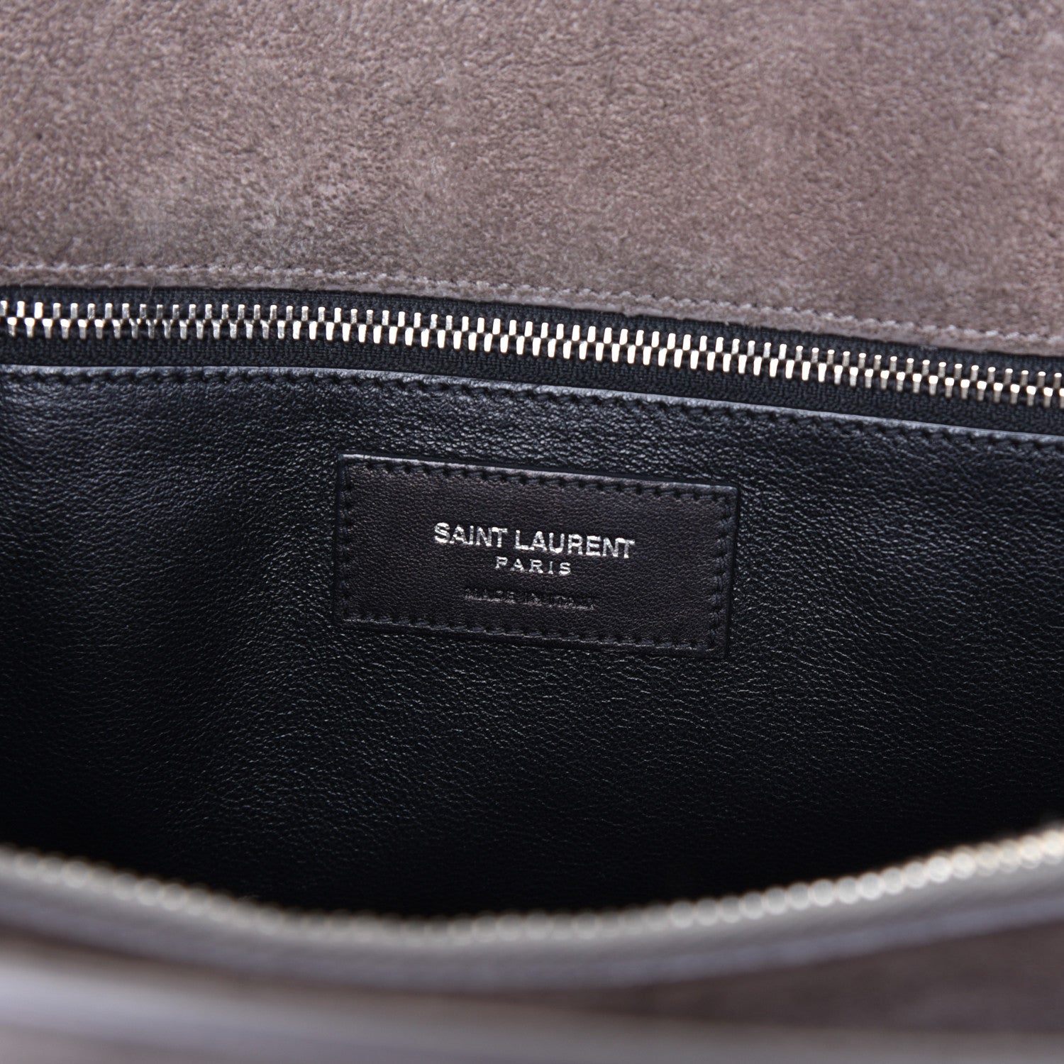 Saint Laurent Suede Crocodile Embossed Small Sac de Jour Gray 6 of 12
