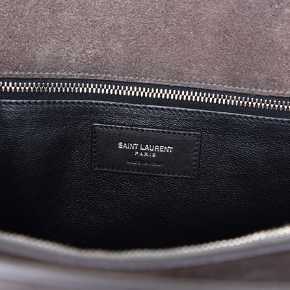 Saint Laurent Suede Crocodile Embossed Small Sac de Jour Gray 6 of 12