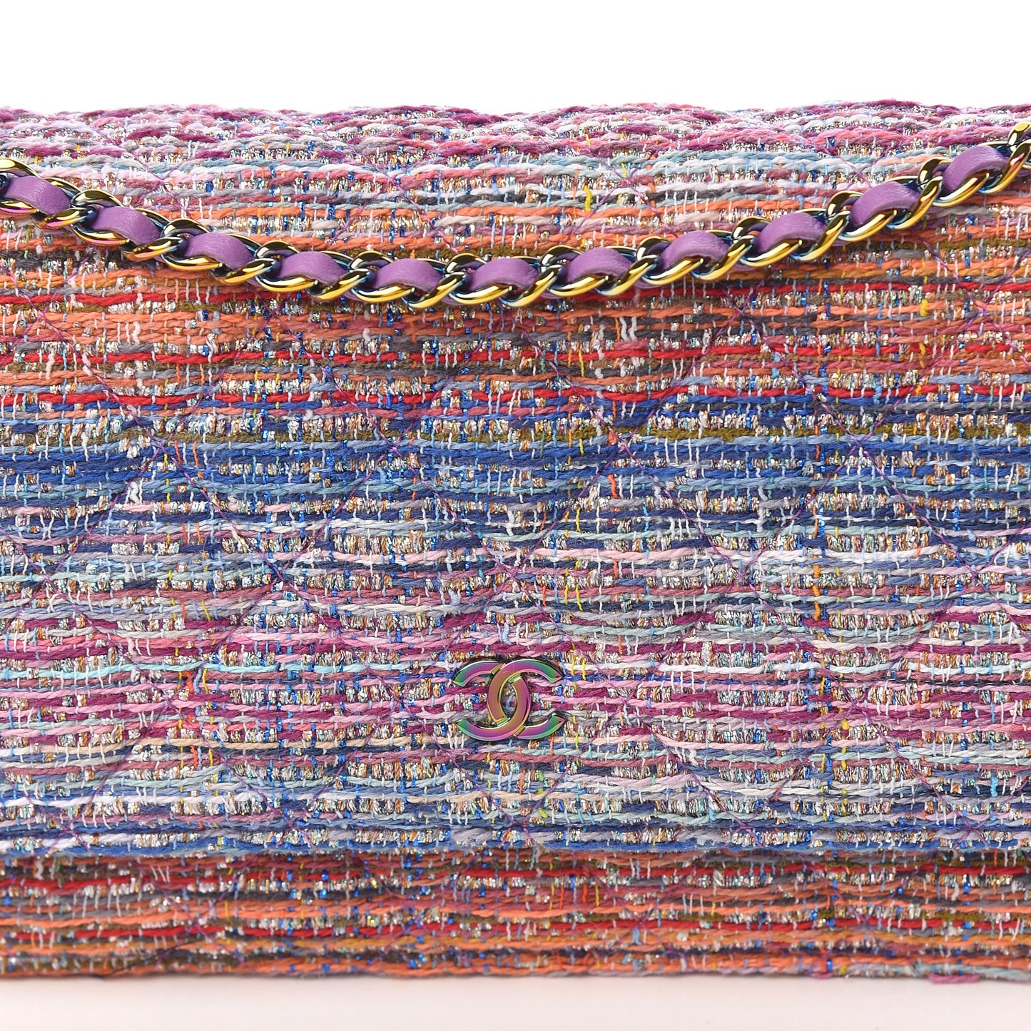 Tweed Iridescent Wallet On Chain WOC Purple