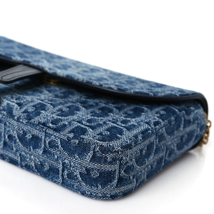 Christian Dior Oblique Denim Saddle Chain Long Wallet Blue 10 of 11