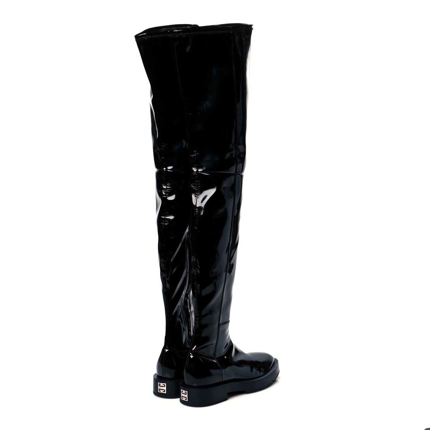 Patent Square Flat Over The Knee Boots 7.5 Black