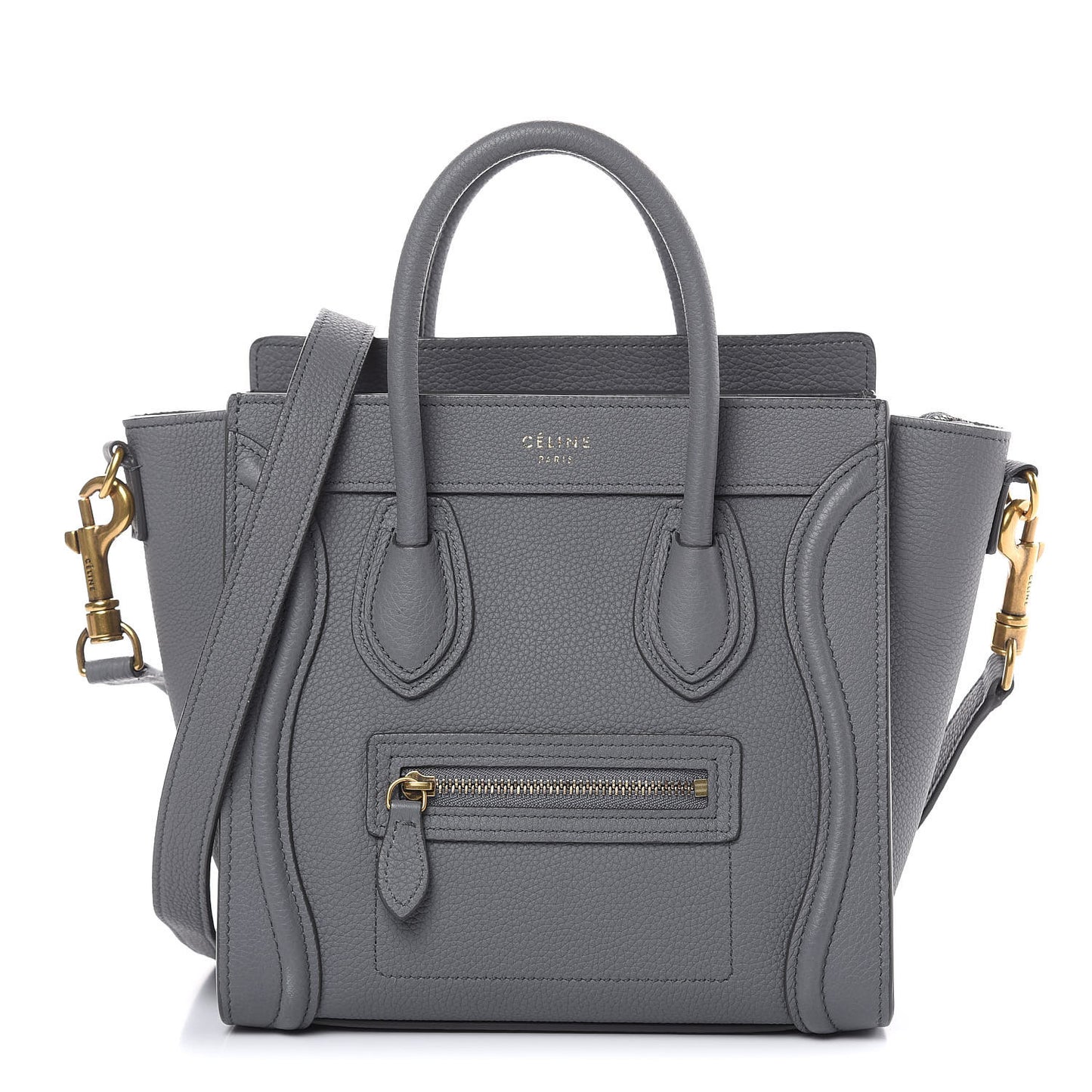 Drummed Calfskin Nano Luggage Kohl