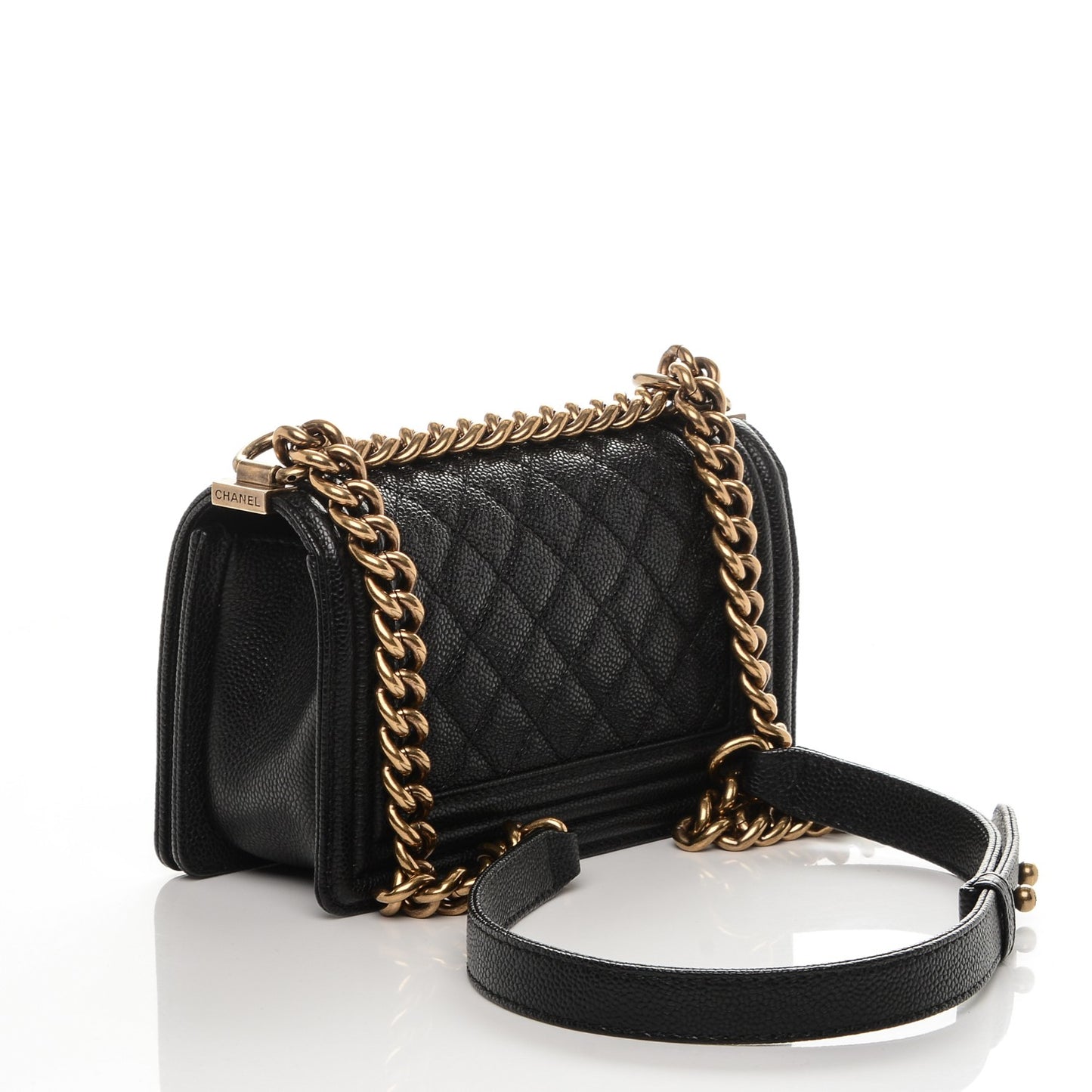 Caviar Quilted Small Boy Flap Black
