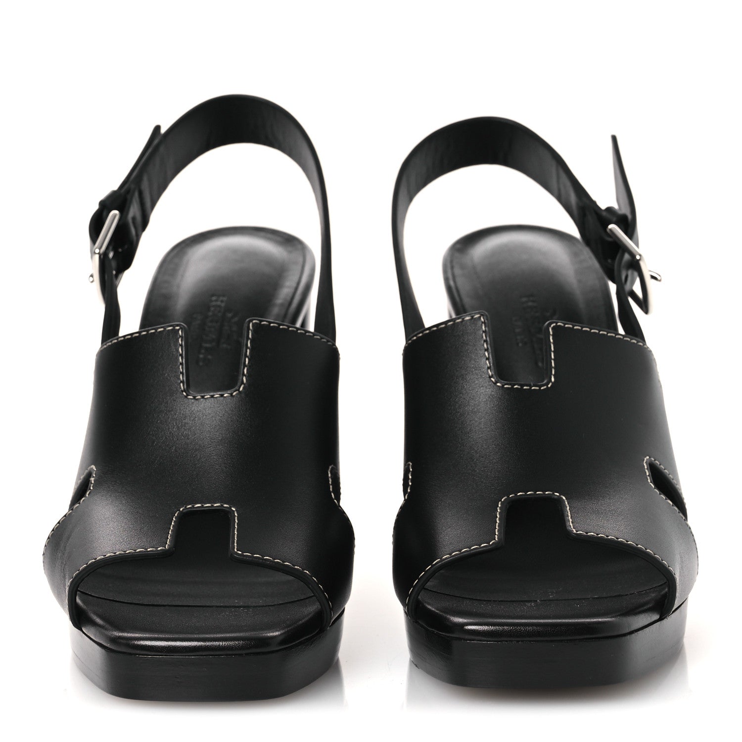 Hermes Calfskin Eris 90 Sandals 37 Black 3 of 12