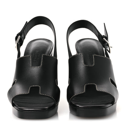 Hermes Calfskin Eris 90 Sandals 37 Black 3 of 12