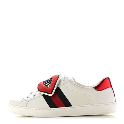 Gucci Calfskin Ayers Web Blind for Love Embroidered Mens Ace Sneakers 10 White 1 of 8