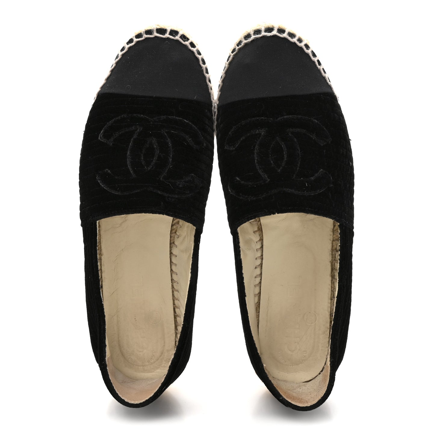 Velvet Grosgrain CC Espadrilles 38 Black