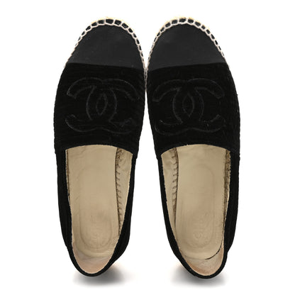 Chanel Velvet Grosgrain CC Espadrilles 38 Black 2 of 10
