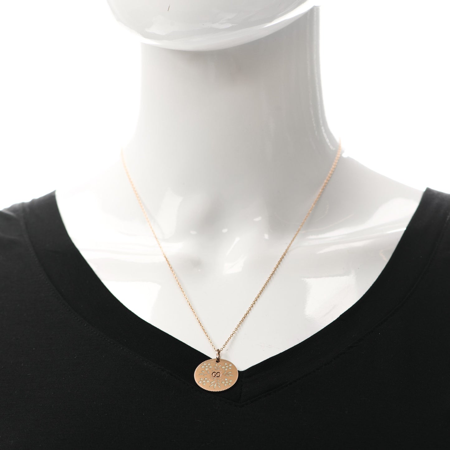 18K Rose Gold Enamel Icon Blooms Necklace White