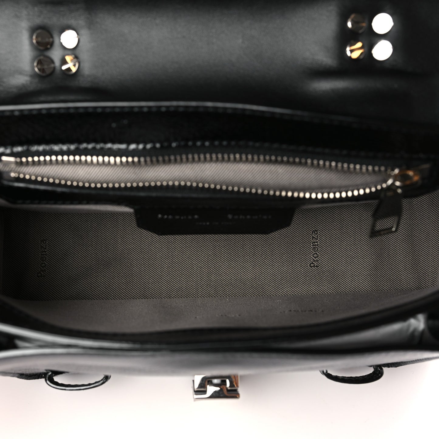 Crinkled Patent Calfskin Tiny PS1 Satchel Black