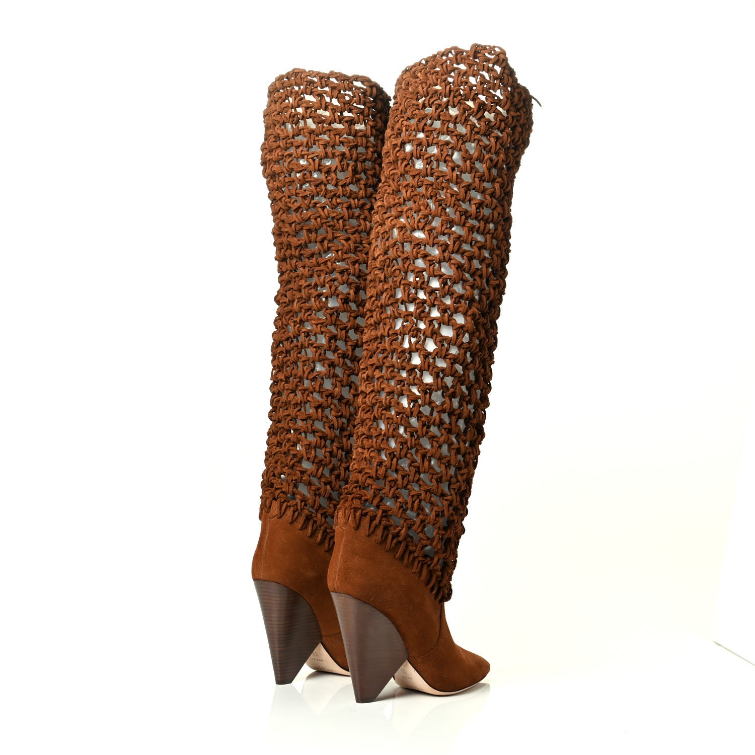 Saint Laurent Suede Twine Soho Niki 105 Thigh High Boots 39 Light Land 11 of 15