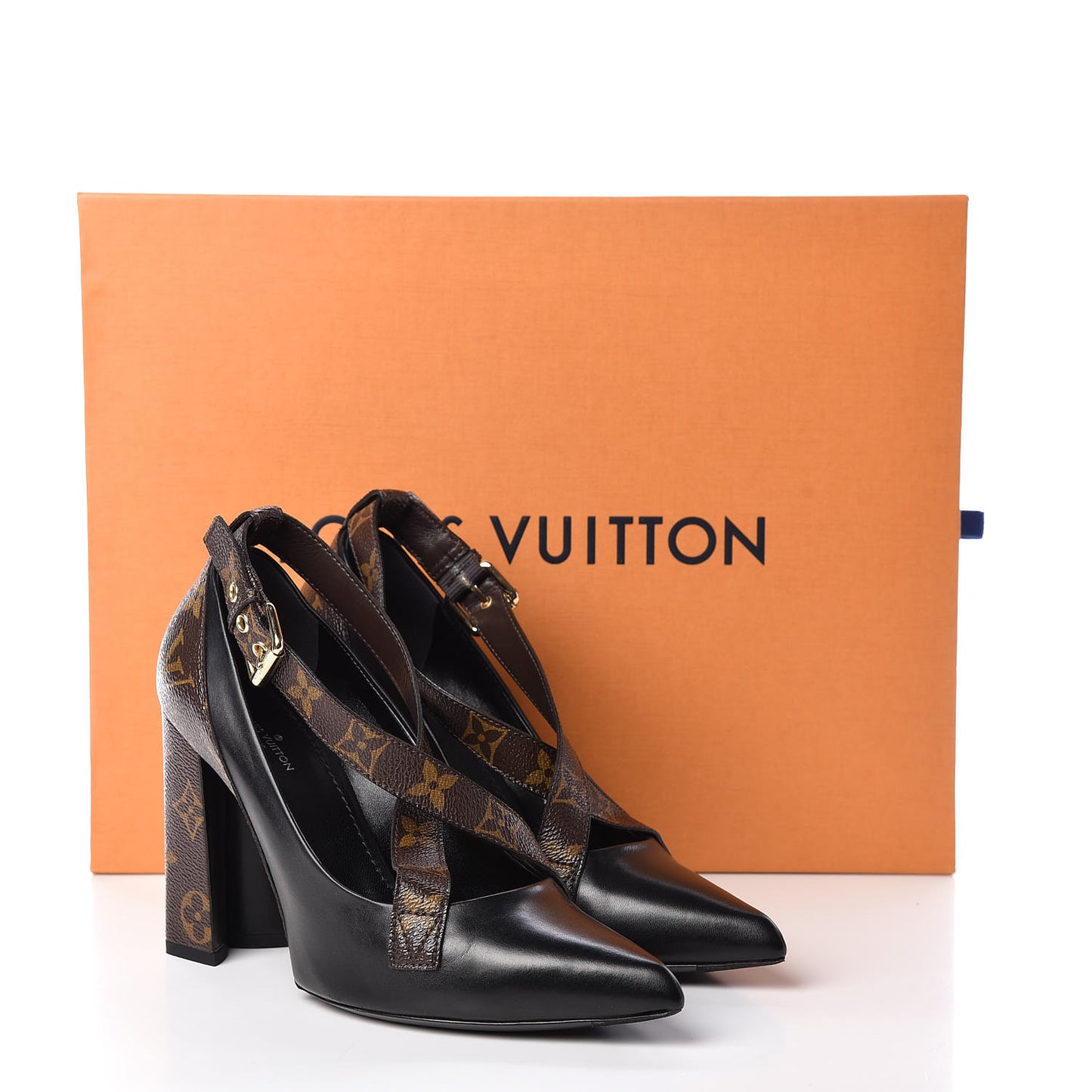 Calfskin Monogram Matchmake Cross Pumps 37.5 Black