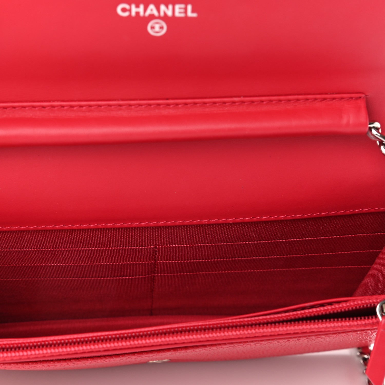 Chanel Caviar Timeless CC Wallet On Chain WOC Dark Pink 4 of 10
