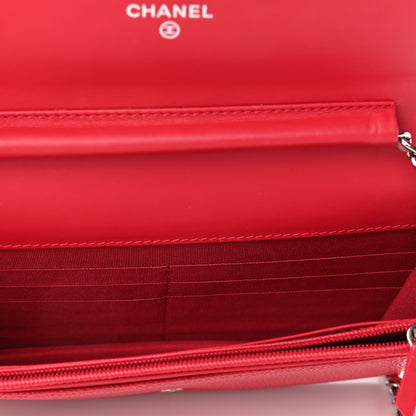 Chanel Caviar Timeless CC Wallet On Chain WOC Dark Pink 4 of 10
