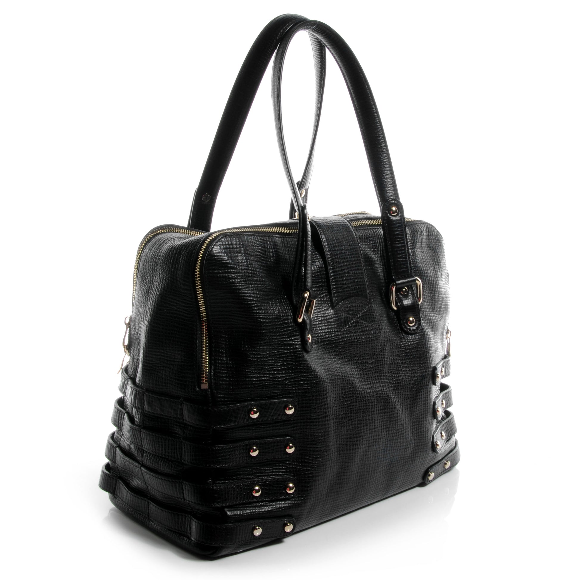 Jimmy Choo Textured Leather Blythe M Handbag Black 3 of 4