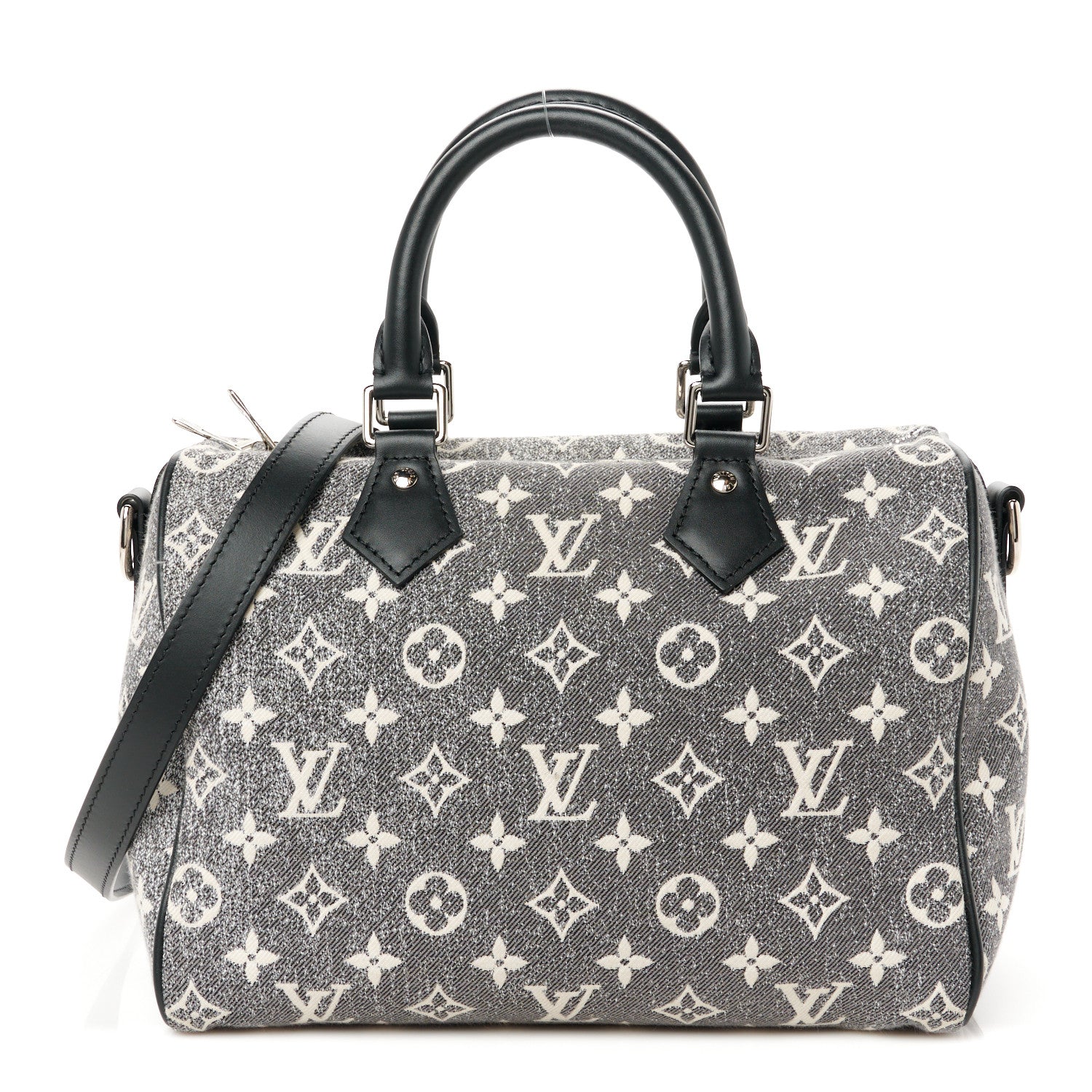 Louis Vuitton Denim Monogram Jacquard Speedy Bandouliere 25 Black 1 of 11