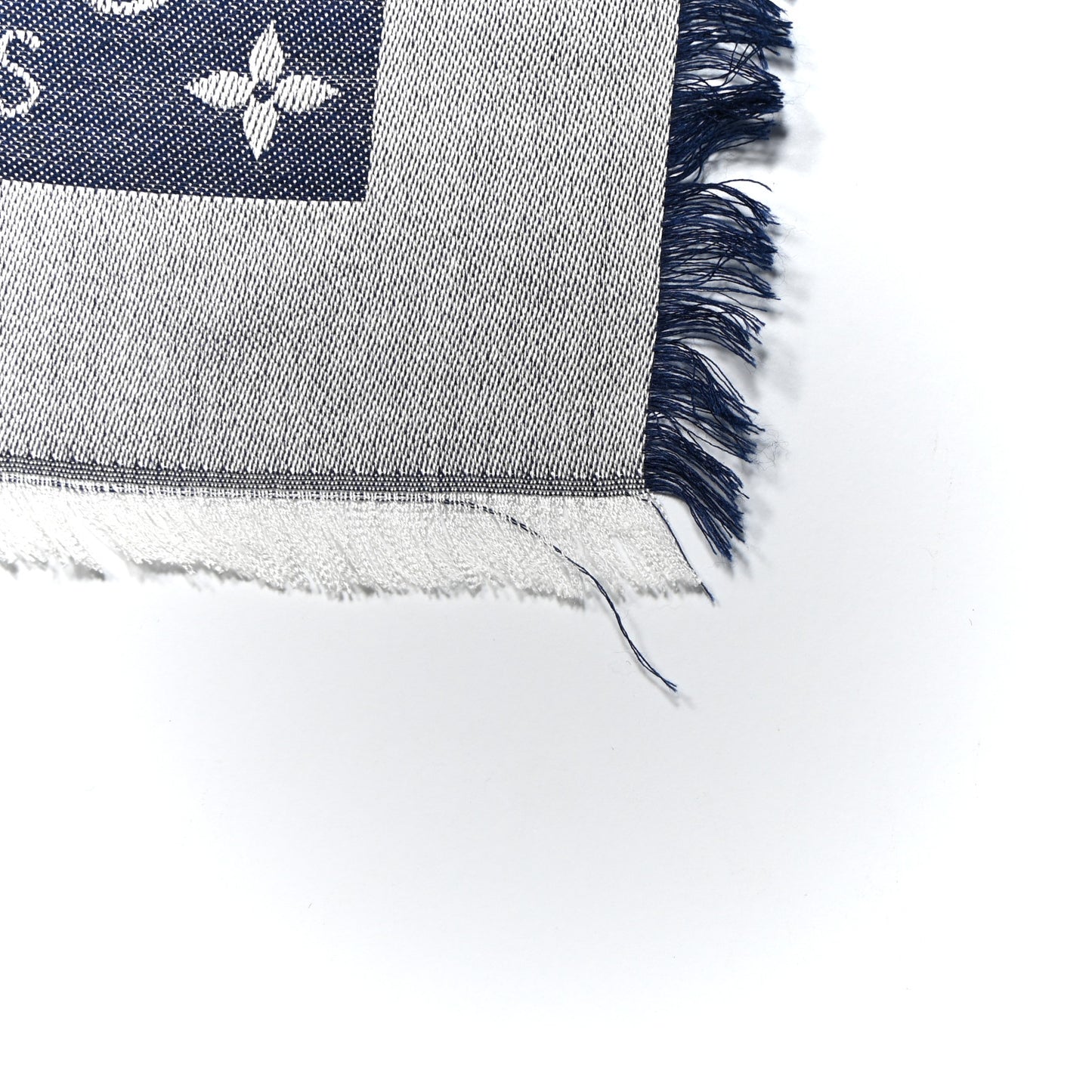 Silk Wool Monogram Denim Shawl Blue