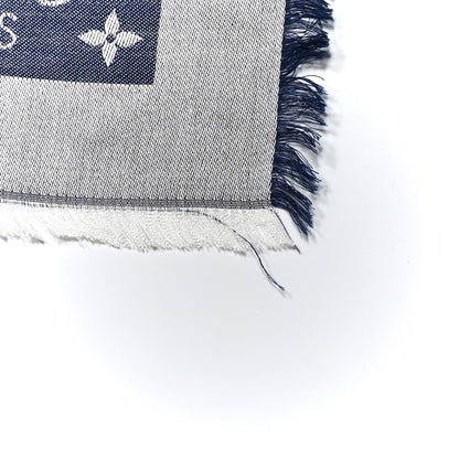 Louis Vuitton Silk Wool Monogram Denim Shawl Blue 4 of 6