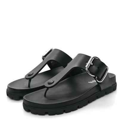 Prada EVA Rubber Buckled Lug Sole 20mm Thong Sandals 38 Black 3 of 10