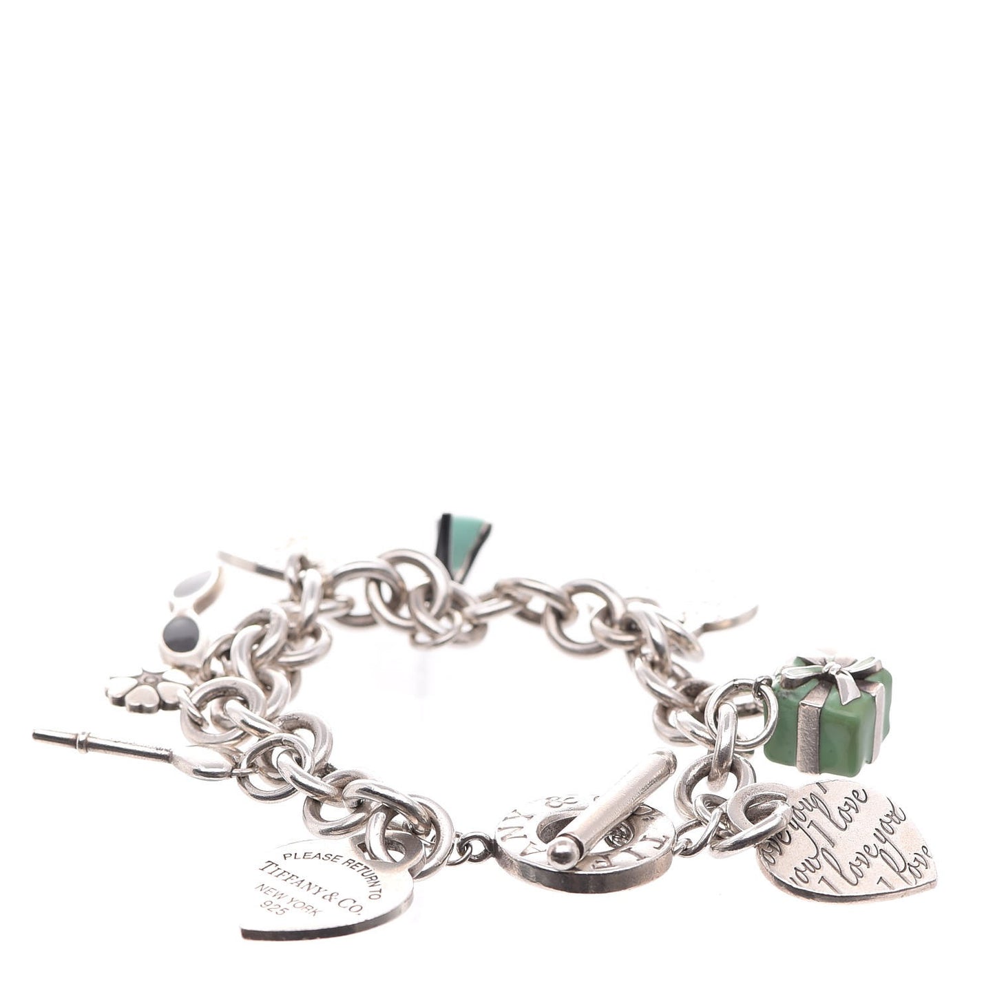 Sterling Silver Diamond Charm Toggle Bracelet
