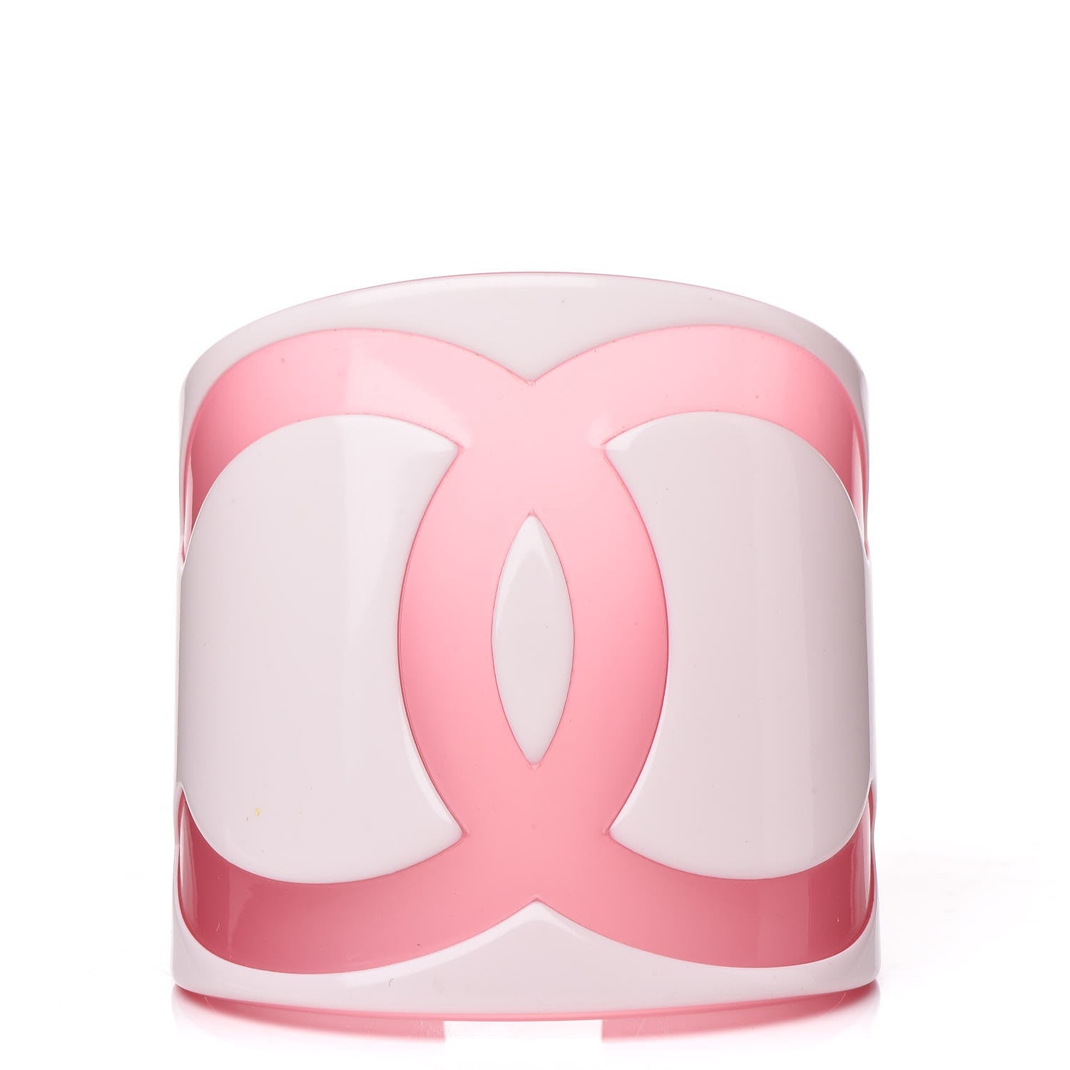 Chanel Resin CC Wide Cuff White Pink 1 of 4