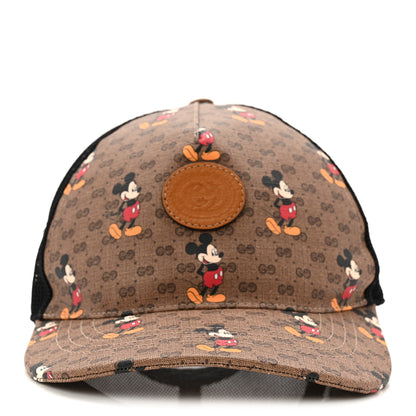 Gucci X DISNEY Mini Vintage GG Supreme Monogram Mickey Mouse Baseball Hat XL Beige Vintage Sun Oil 3 of 11