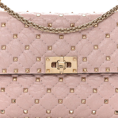 Valentino Garavani Craquele Nappa Medium Rockstud Spike Shoulder Bag Water Rose 7 of 18