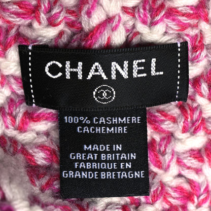 Chanel Cashmere CC Beanie Hat Pink Beige 4 of 4