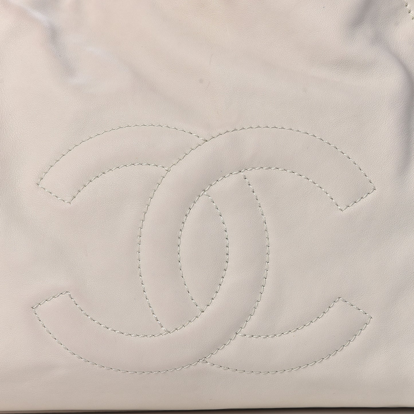 Calfskin Large East West Modern Chain Tote White