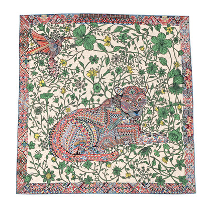 Hermes Cashmere Silk Le Jaguar Et Le Colibri Shawl 140 1 of 9