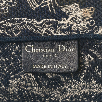 Christian Dior Canvas Embroidered Medium Toile De Jouy Reverse Book Tote Blue 6 of 10