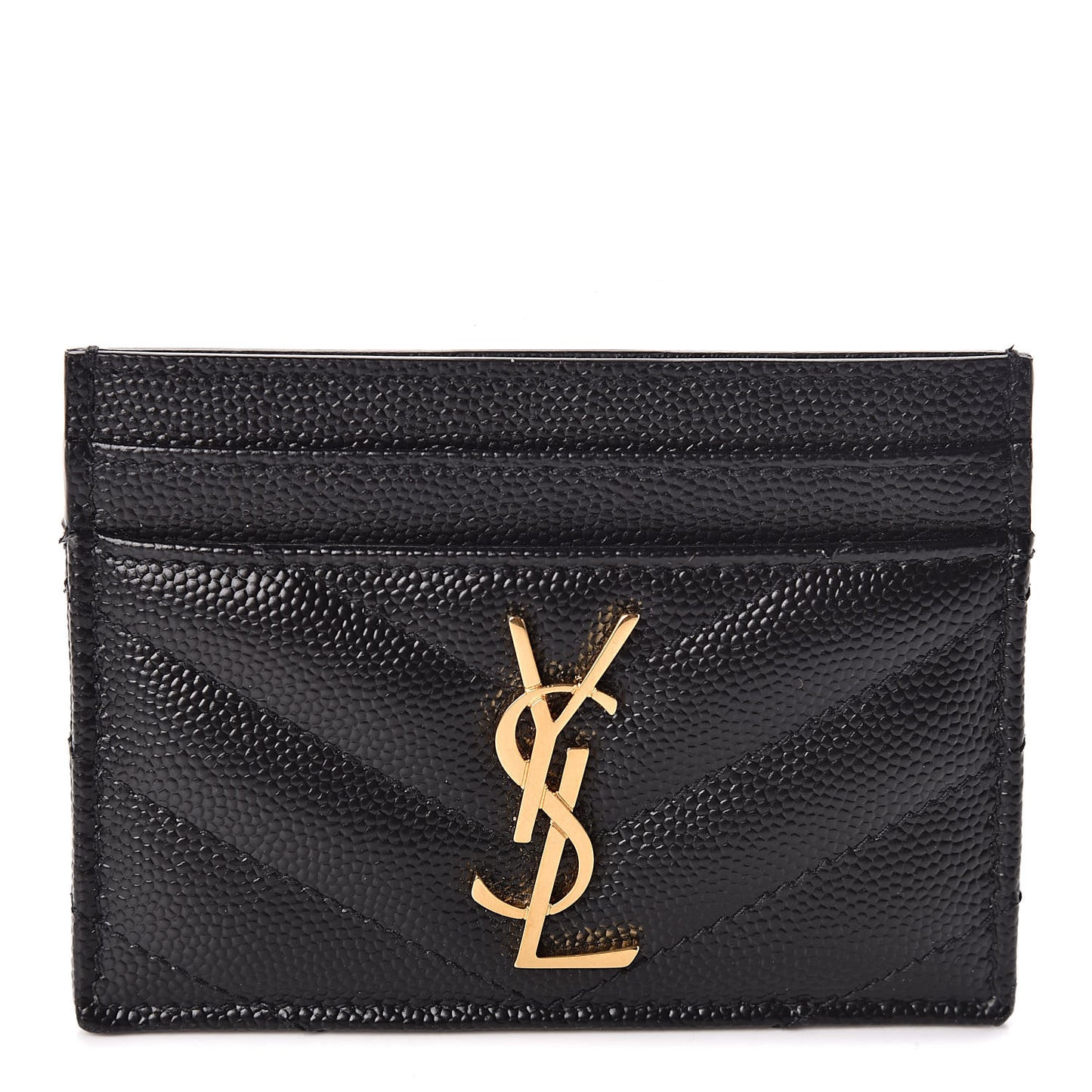 Grain De Poudre Matelasse Chevron Monogram Credit Card Case Black