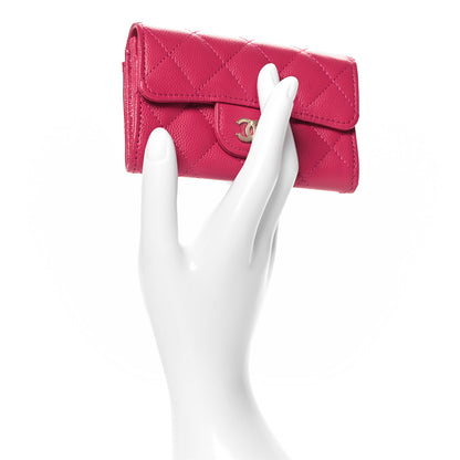 Chanel Caviar Quilted Flap Card Holder Wallet Dark Pink 2 of 7